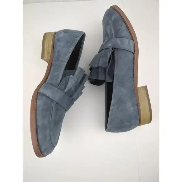 Poor La Victoire Tenley Blue Gray Suede Loafers 9.5 UK 40 - Picture 7 of 8